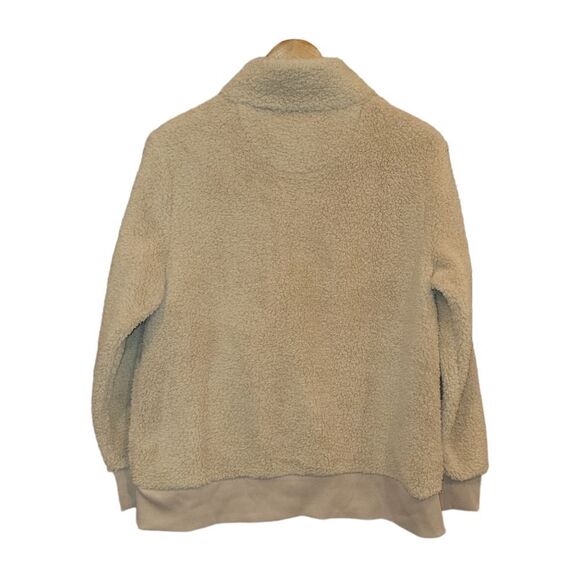 NWT Calvin Klein Beige Tan Fleece 1/2 Zip Pullover M - Picture 3 of 12